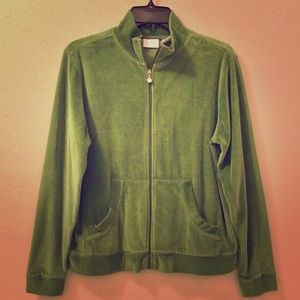 Ericka Green Zip Up Retro Sweater Jacket Size Med